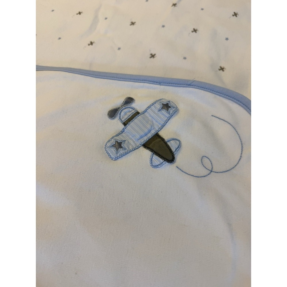 Vintage 2003 Y2K GYMBOREE AIR SHOW Airplane Baby Blanket BABY BOY REVERSIBLE